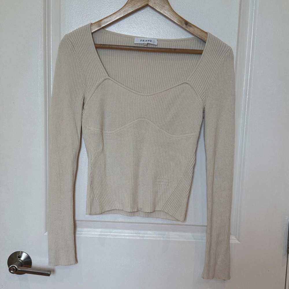 FRAME Ivory Ribbed top - Picture 2 of 9